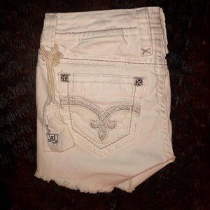 New Rock Revival White Denim Shorts Size 25